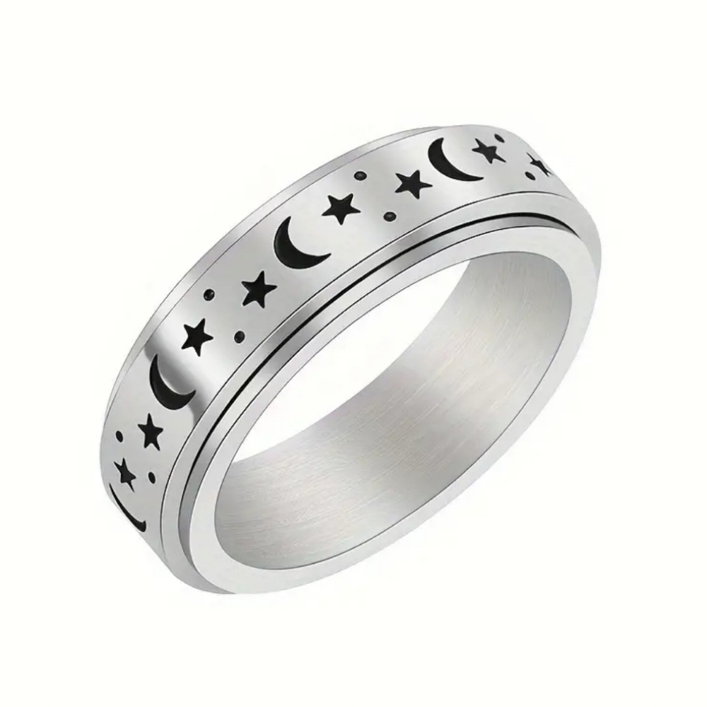 Star Moon Rotatable Ring stainless steel